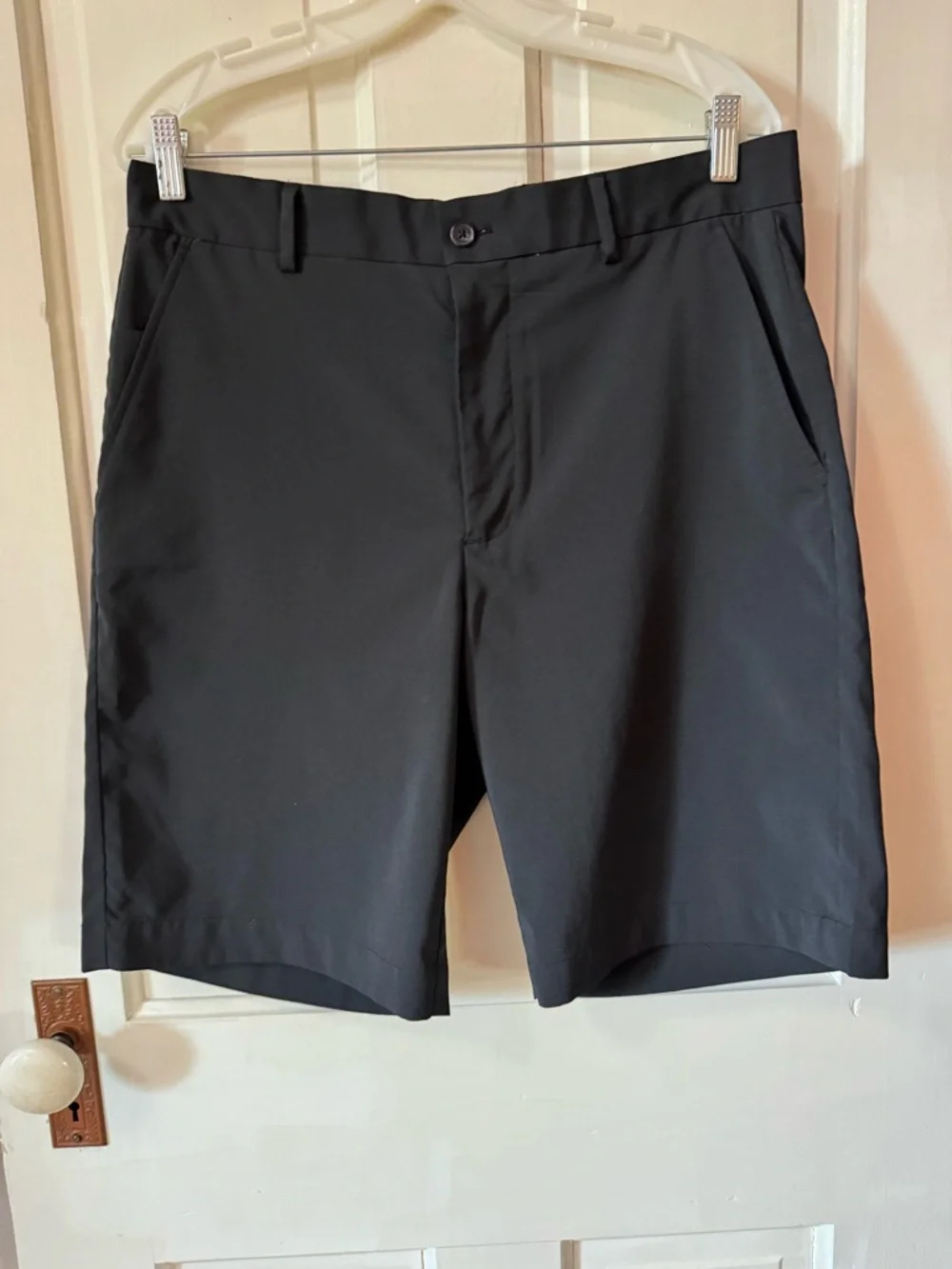 Greg Norman Collection Black Flat-Front Performance Golf Shorts